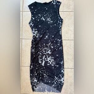 AllSaints lined mesh dress, knee length, navy and white paint splatter, US6/UK10